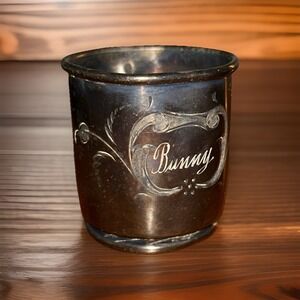 Antique Victorian Silverplate Baby Cup Mug‎ – "Bunny" Engraved – EPBM c.1900